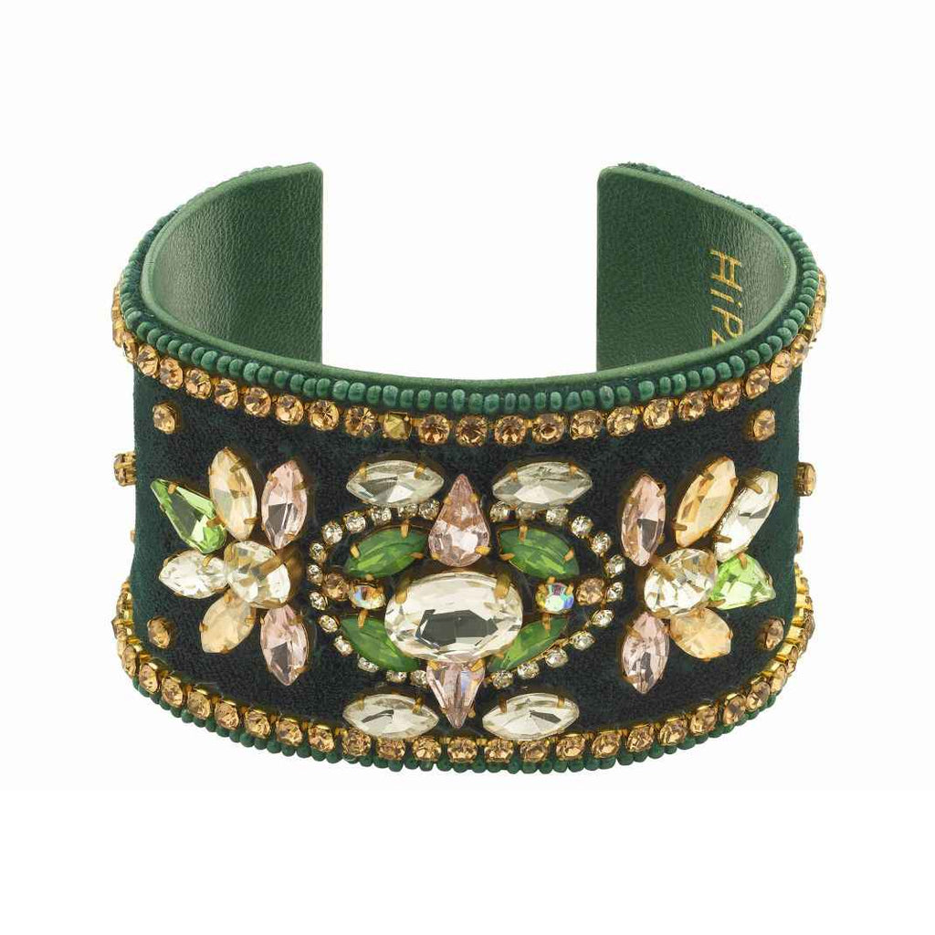 Decorative bracelet with gemstones on a white background