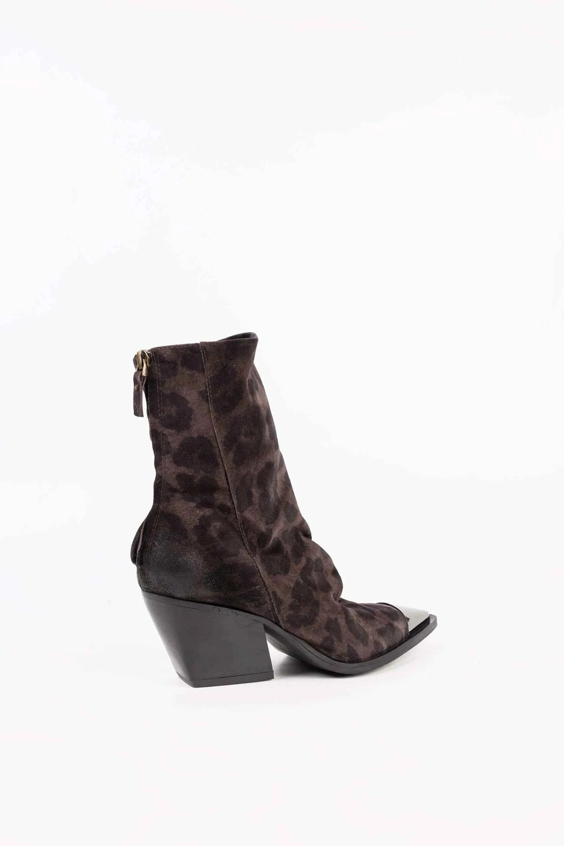 Texan ankle boots in spotted leather and metal toe Nadine
