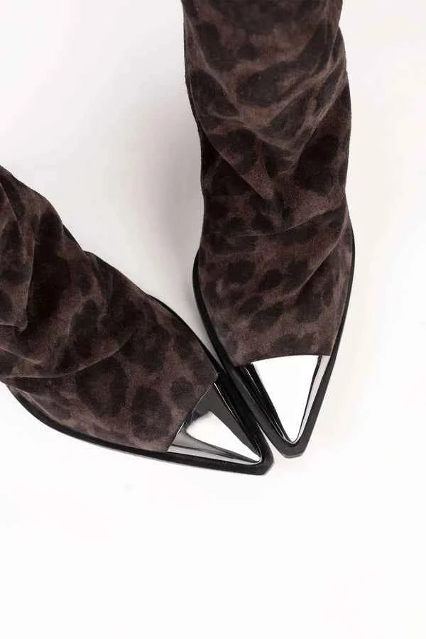 Texan ankle boots in spotted leather and metal toe Nadine