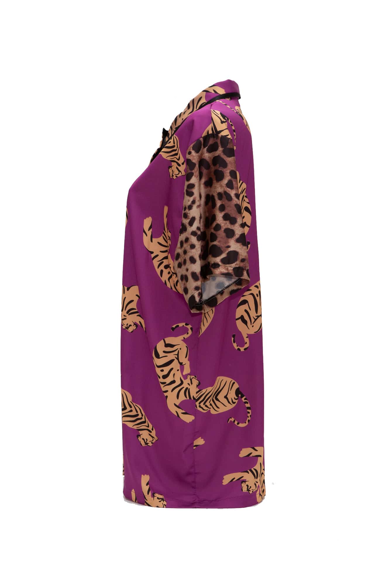 Πουκαμίσα σατέν print tiger magenta - Andreakou Concept Store