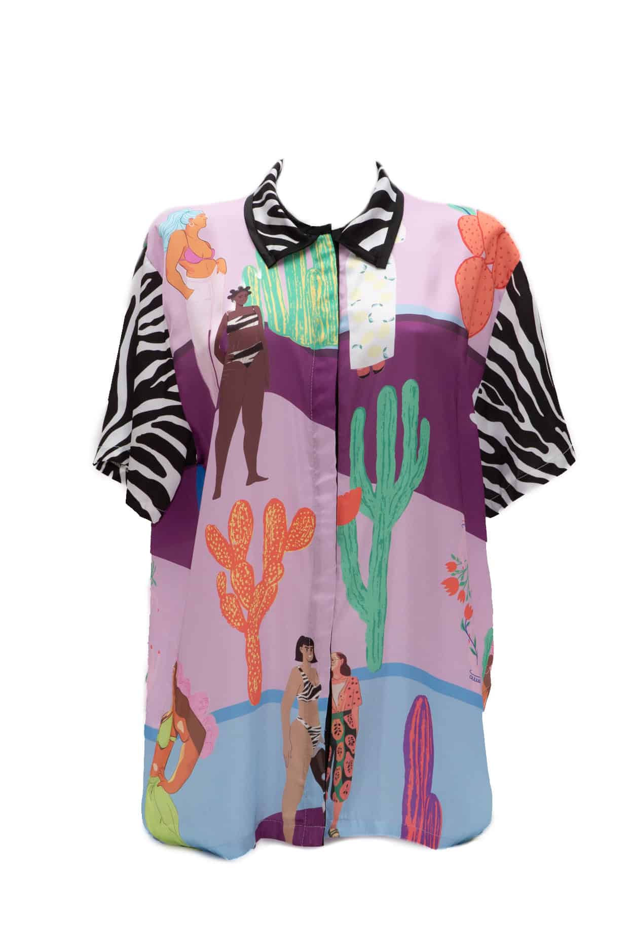 Πουκαμίσα σατέν print ladies - Andreakou Concept Store