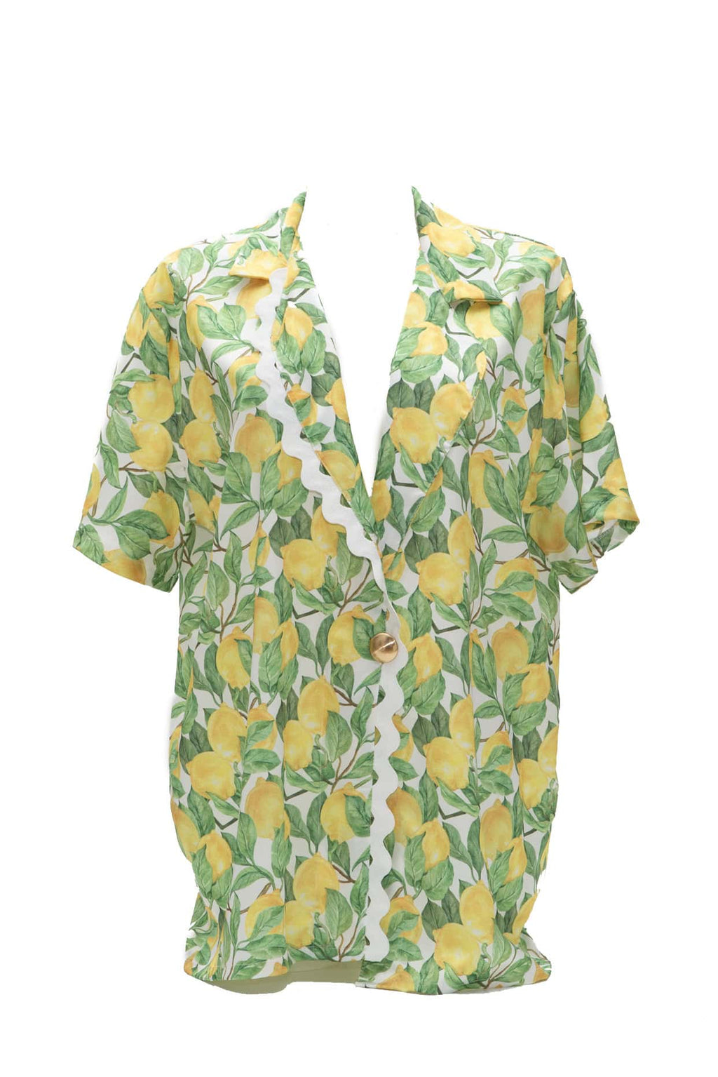 Πουκάμισο ζικ ζακ σατέν print lemons - Andreakou Concept Store