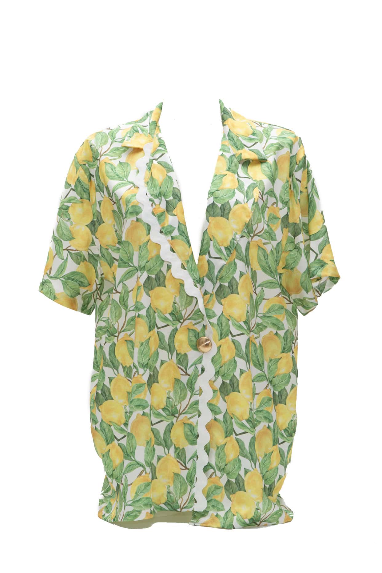 Πουκάμισο ζικ ζακ σατέν print lemons - Andreakou Concept Store