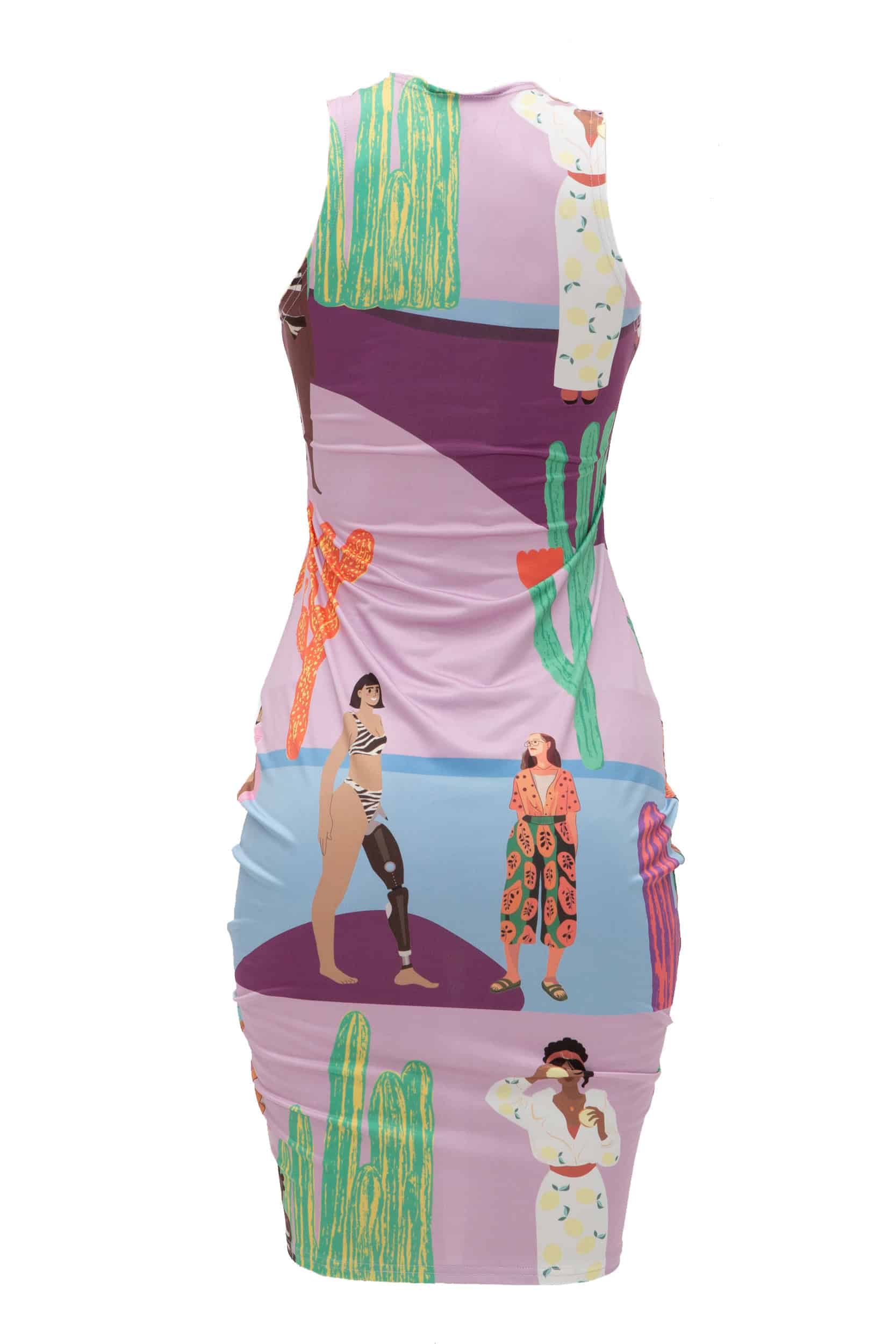 Midi dress ελαστικό print ladies - Andreakou Concept Store
