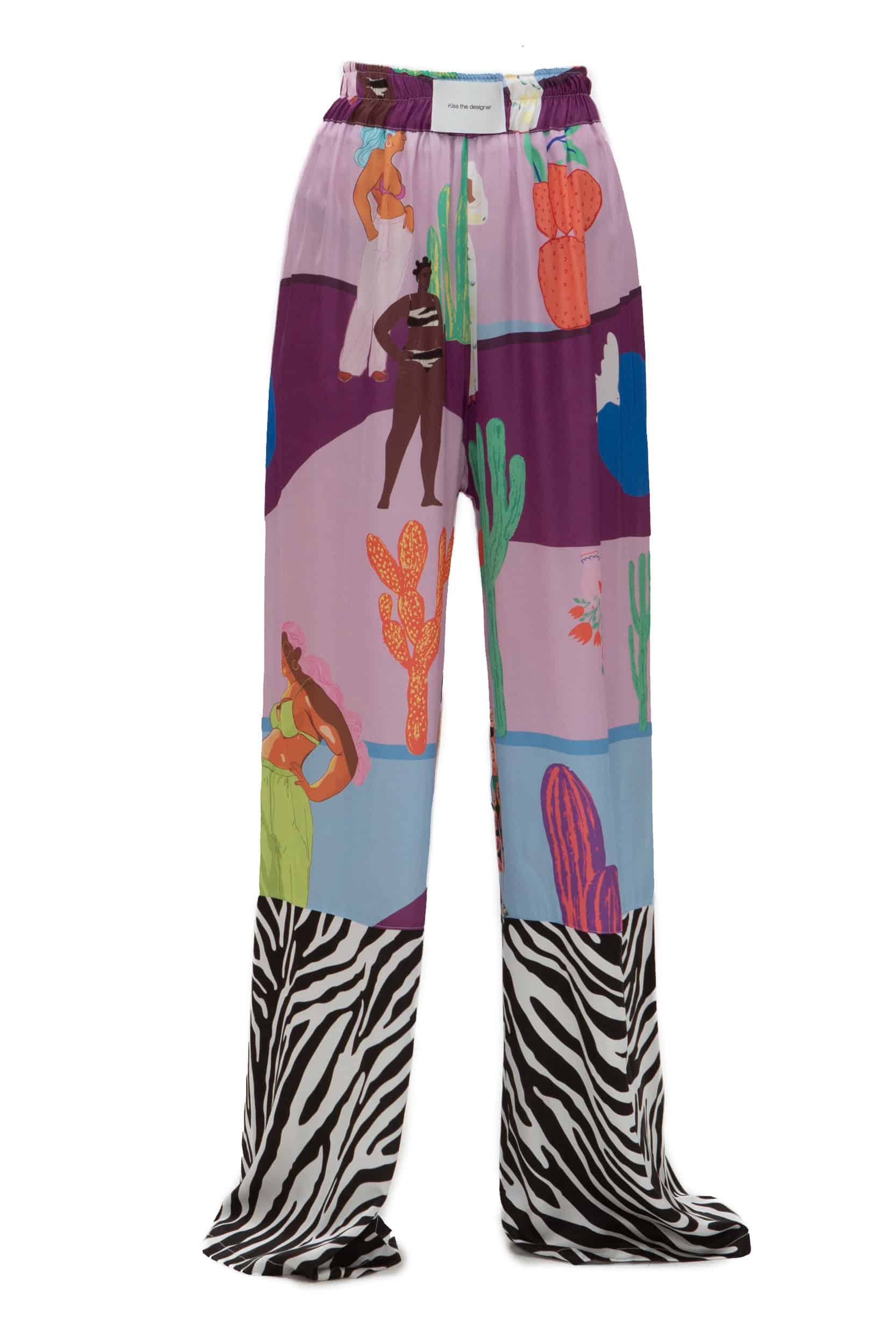 Παντελόνα σατέν print ladies - Andreakou Concept Store
