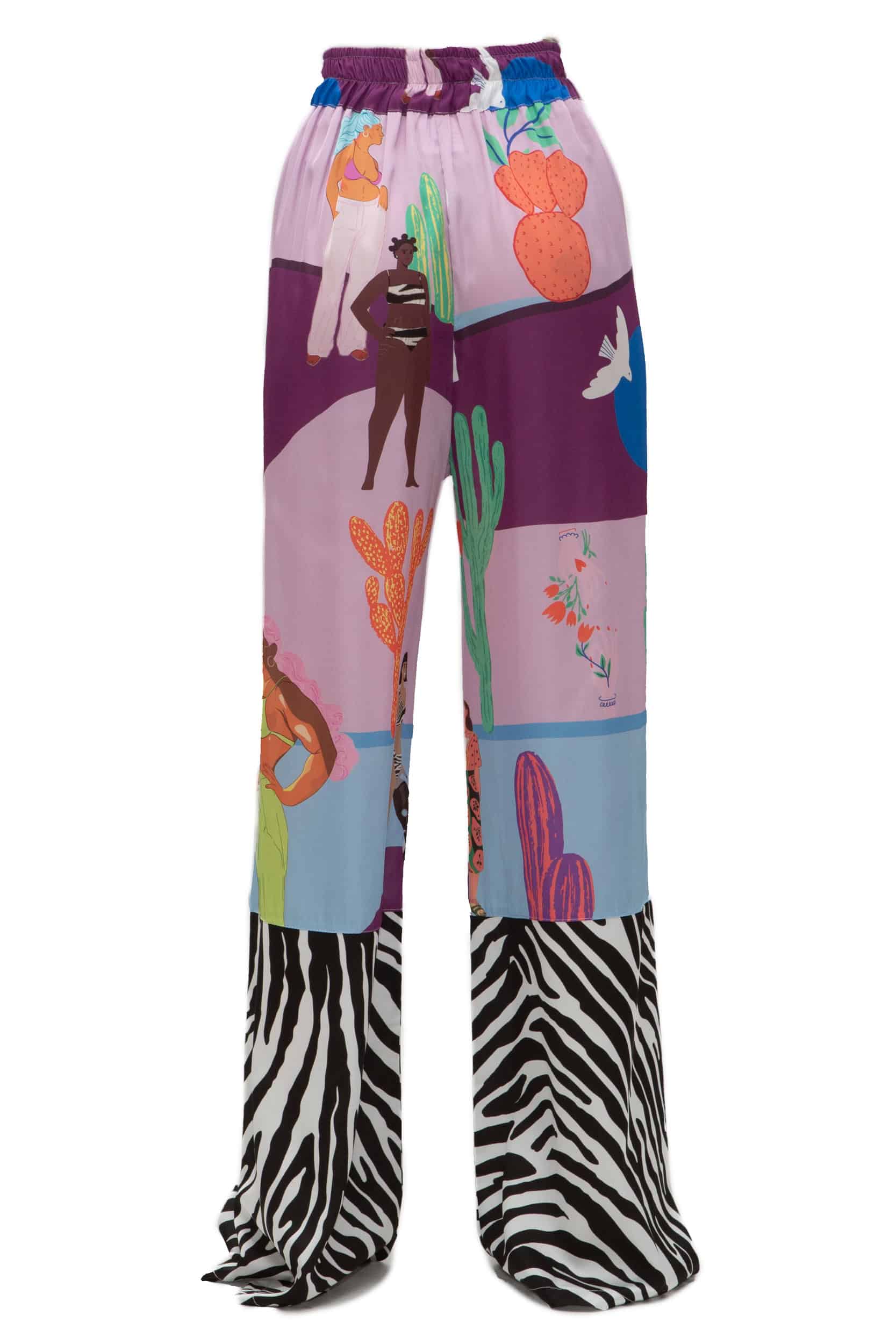 Παντελόνα σατέν print ladies - Andreakou Concept Store
