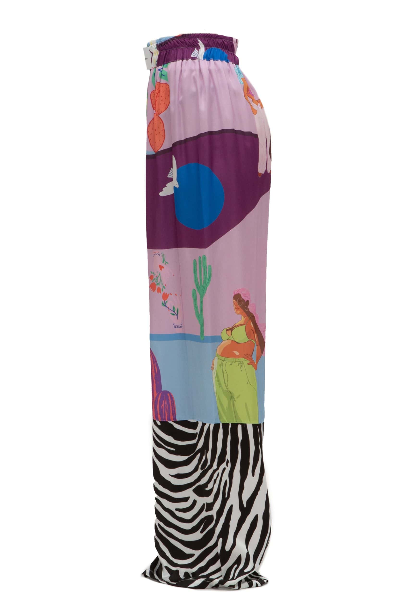 Παντελόνα σατέν print ladies - Andreakou Concept Store