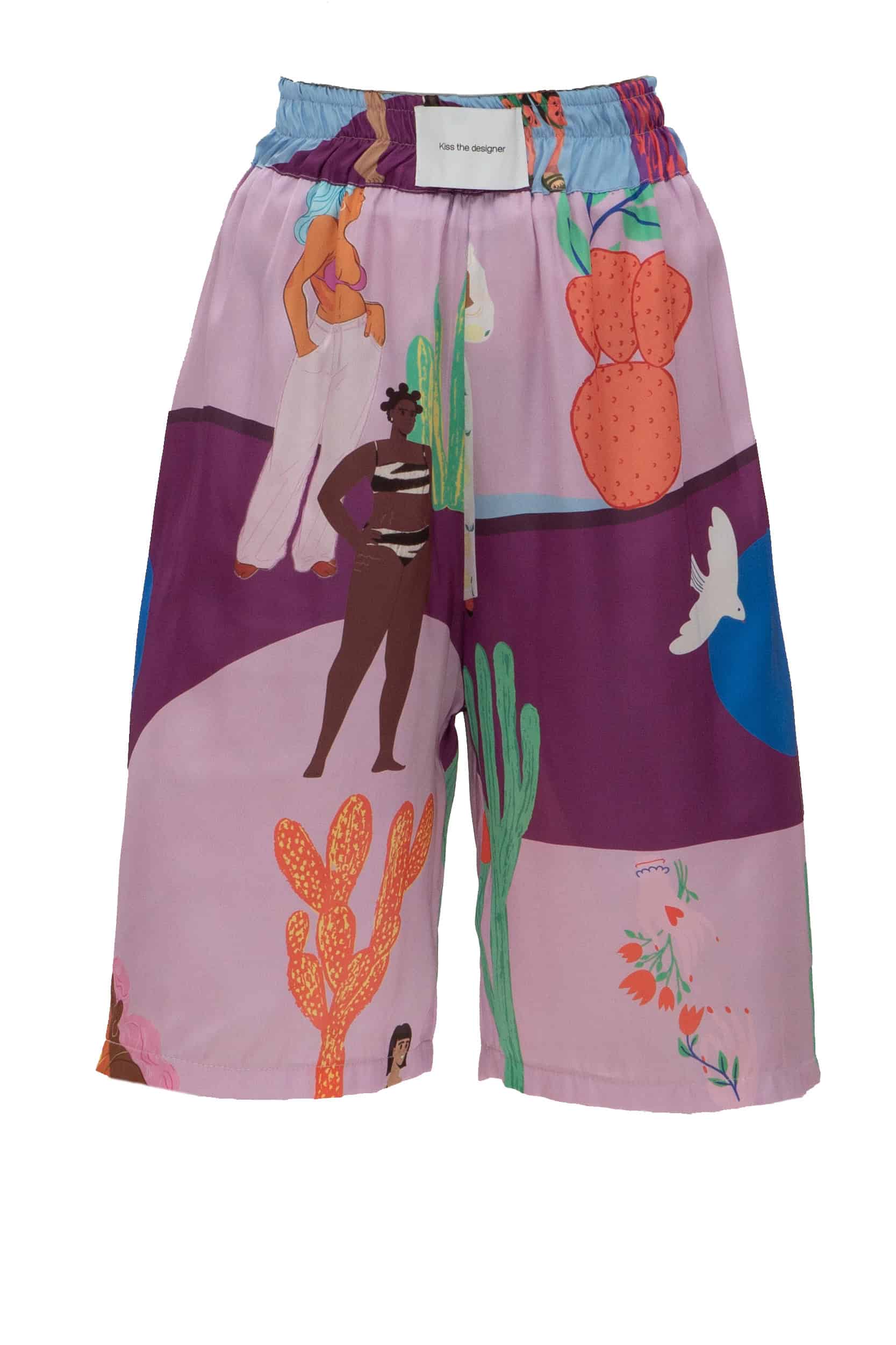 Βερμούδα σατέν print ladies - Andreakou Concept Store