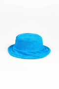 Blue bucket hat on a white background