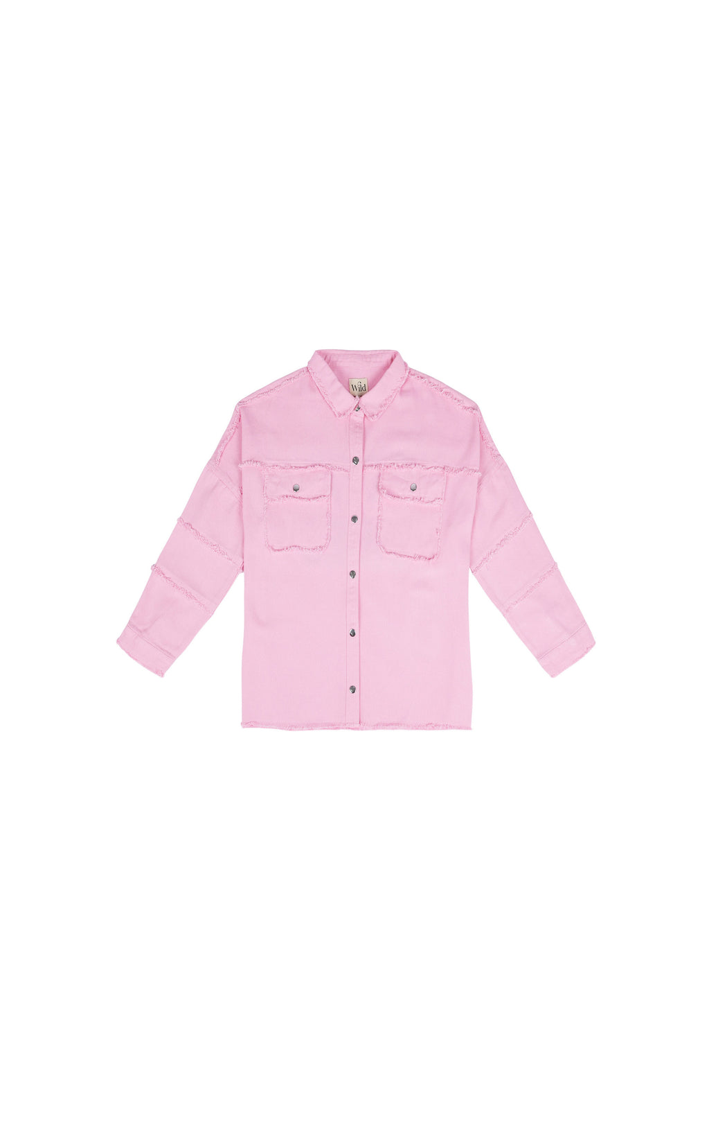 Pink shirt with two front pockets on a white background
