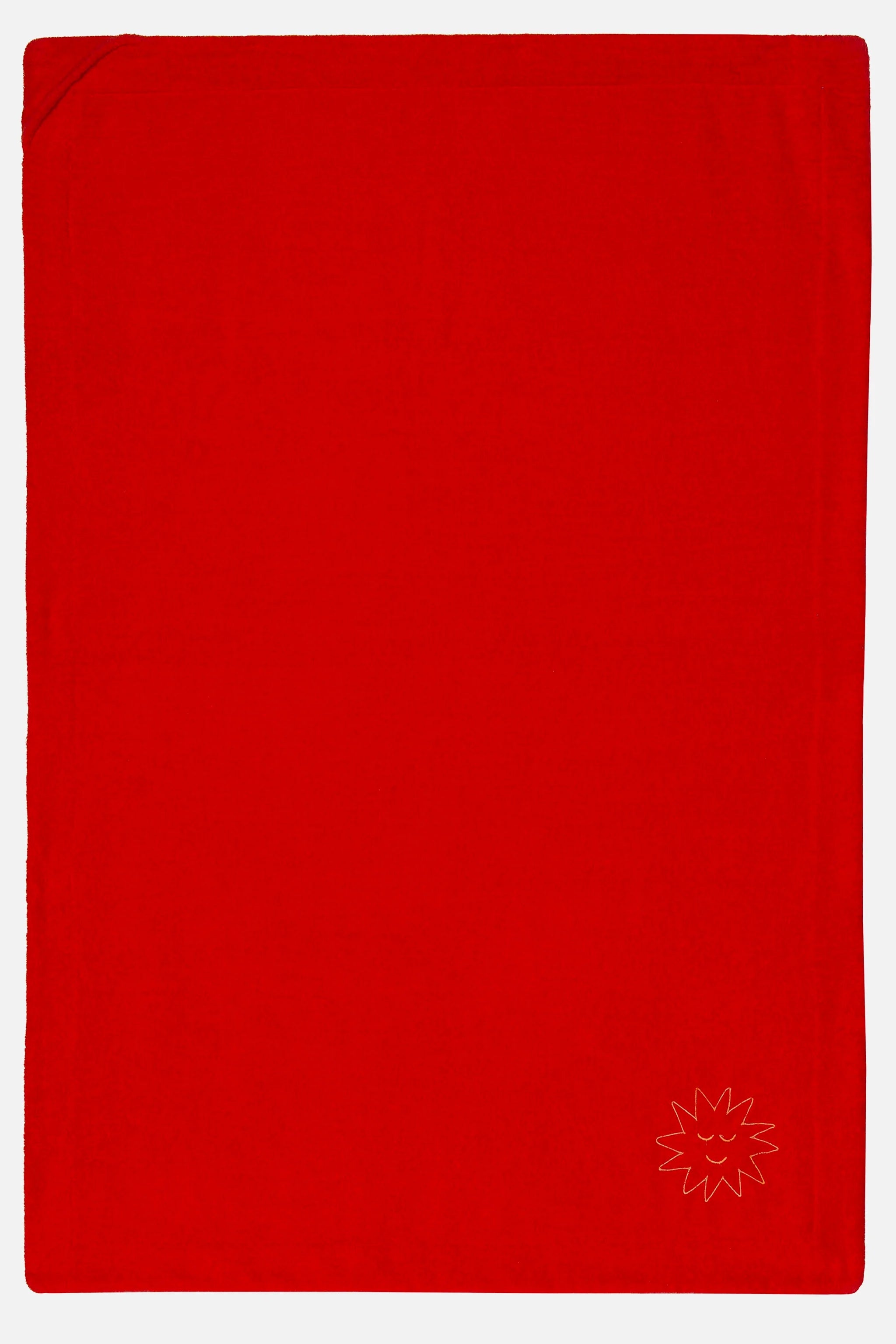 Red towel with a logo on a white background