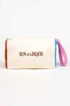 Small pouch with 'Sun of a Beach' text on a white background