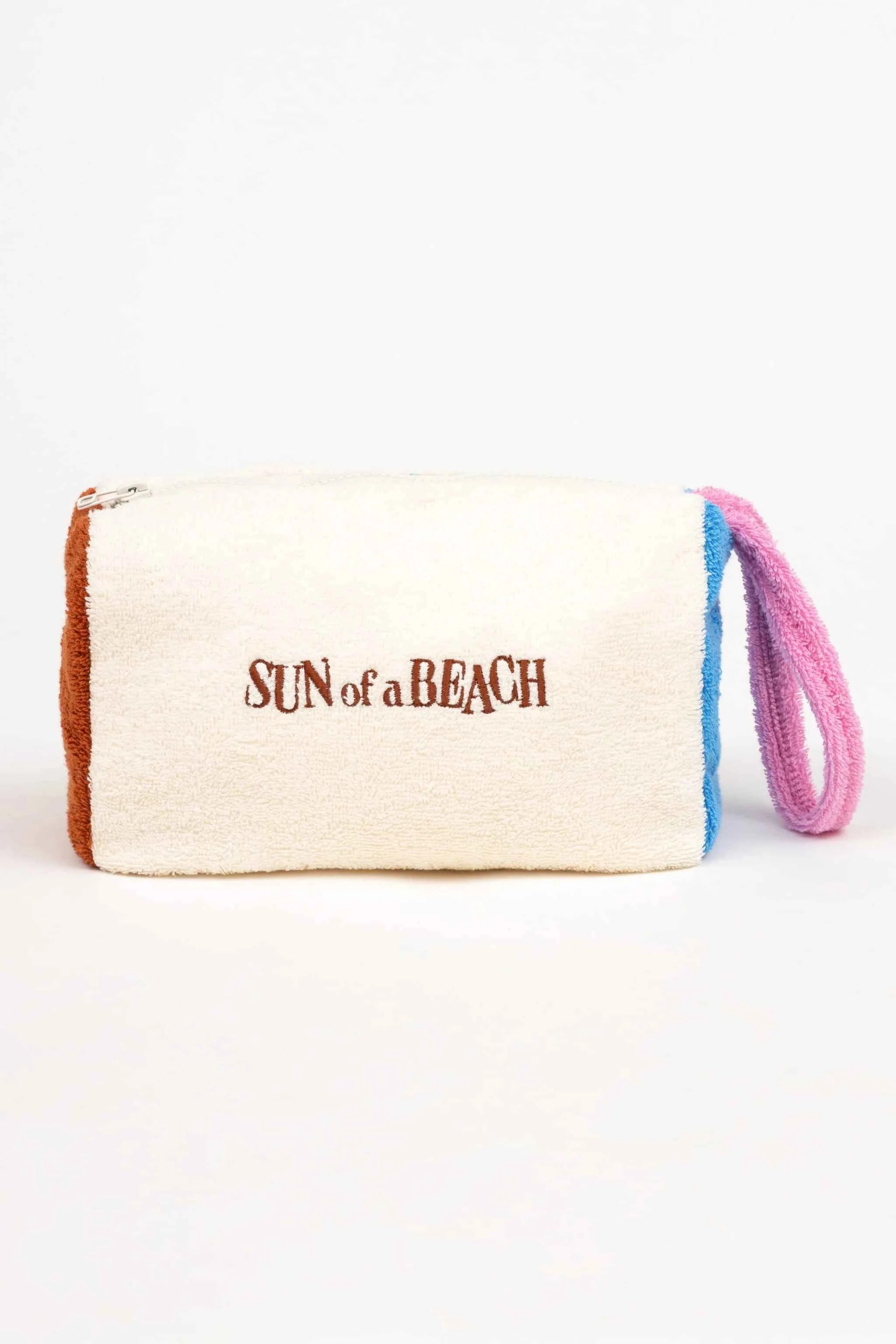 Small pouch with 'Sun of a Beach' text on a white background