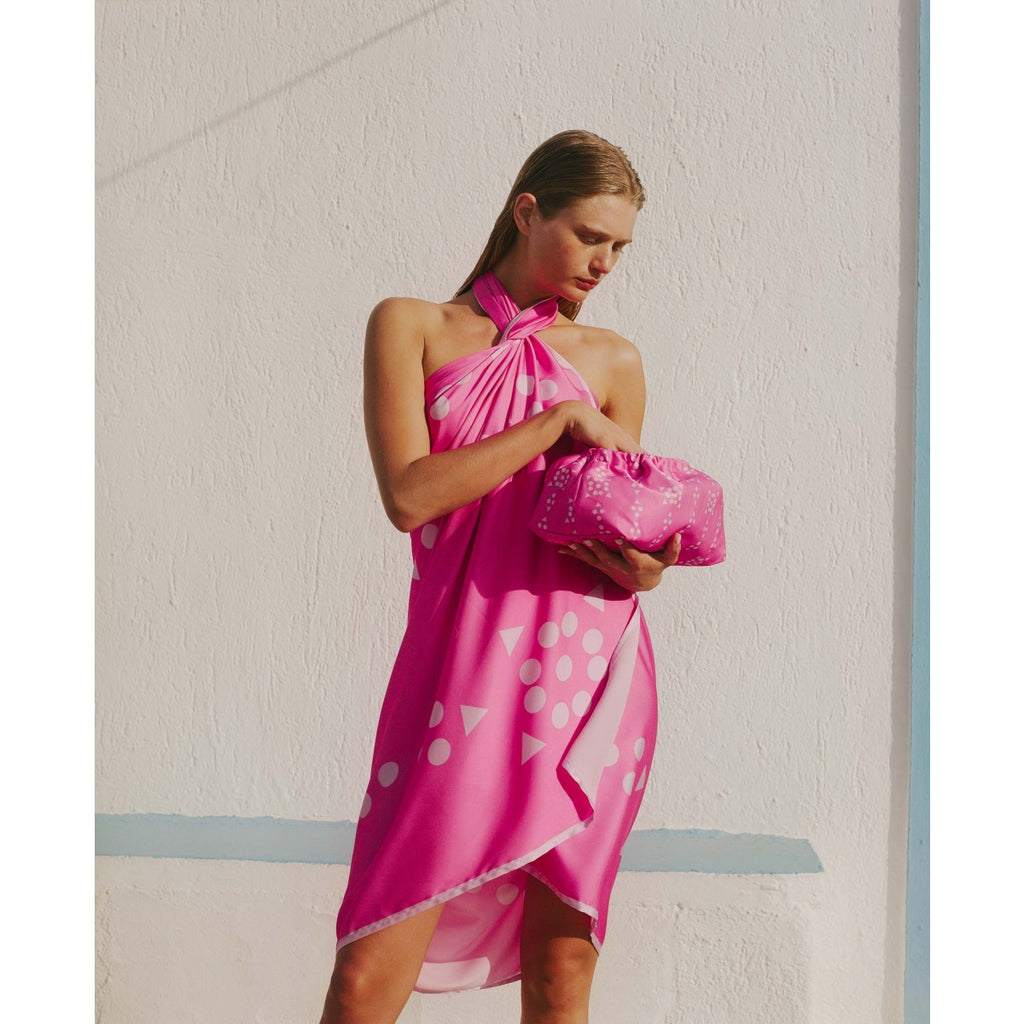 Multicolour Patterned Pareo-Pink Bubble Gum - Andreakou Concept Store