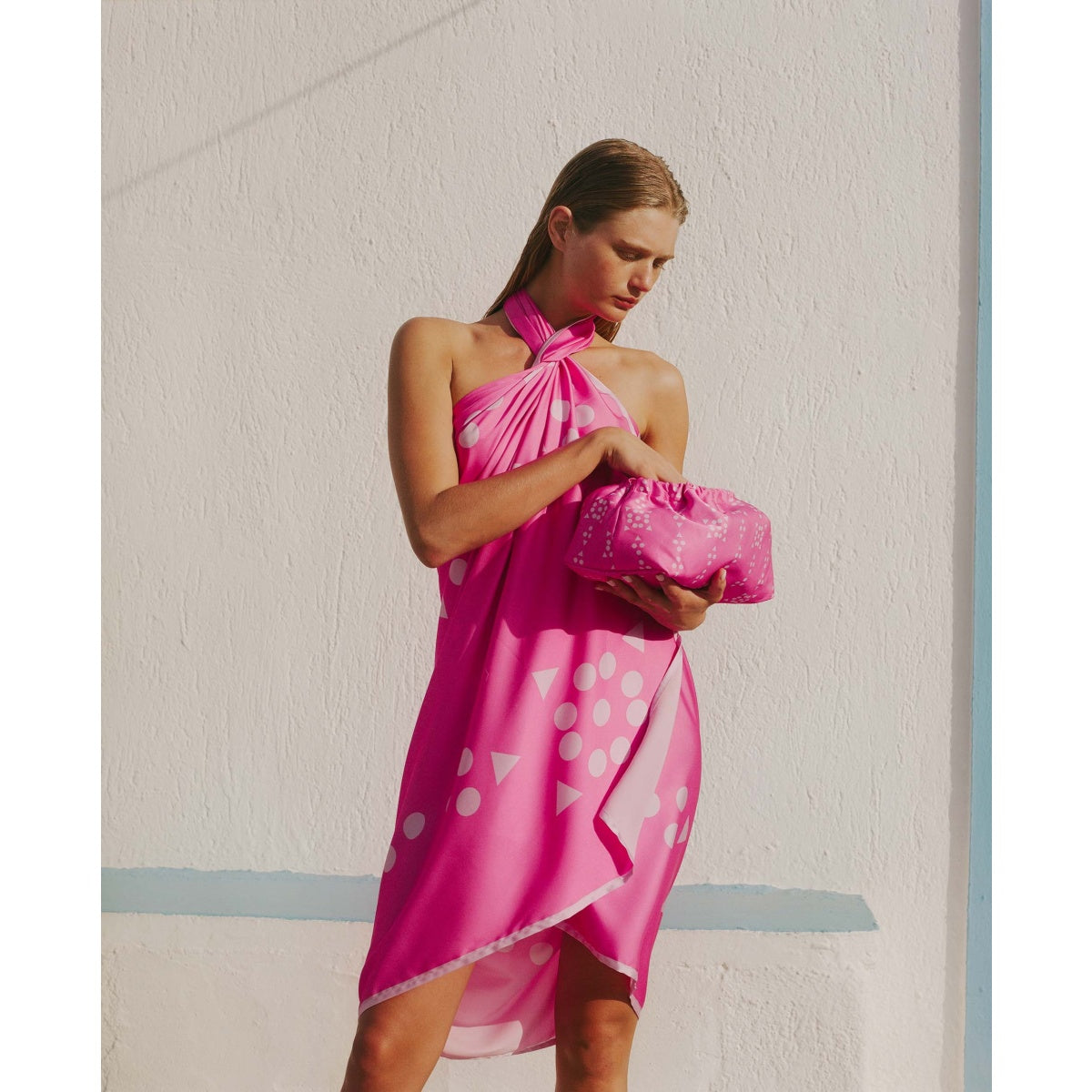 Multicolour Patterned Pareo-Pink Bubble Gum - Andreakou Concept Store