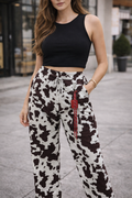 Cow Print Relaxed Fit Wide-Leg Pants
