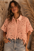 Rosalie Floral Lace Shirt - Blush Pink