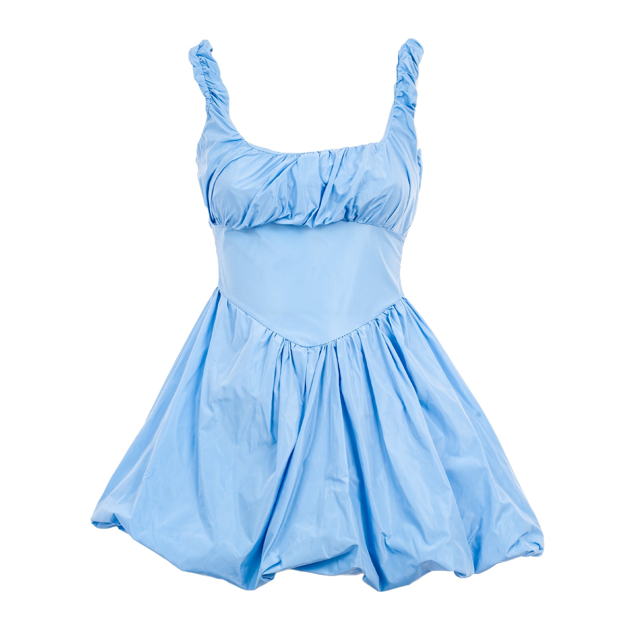 Light blue dress with thin straps on a white background