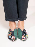 Cap Multi, Δερμάτινα Mules πολύχρωμα με snake print - Andreakou Concept Store