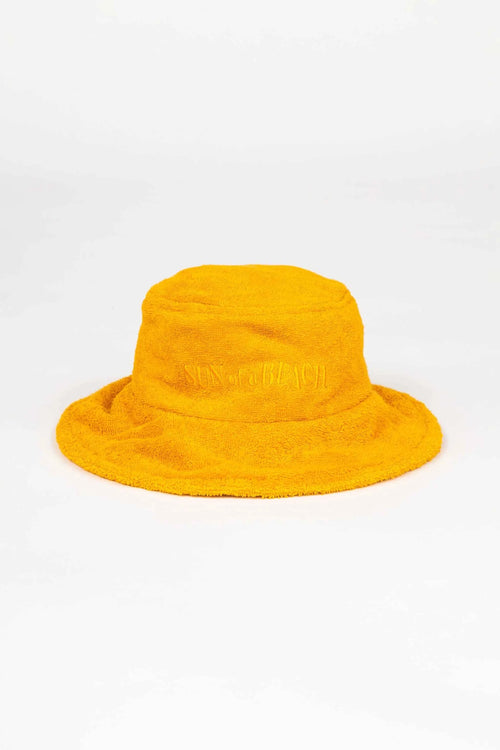 Yellow bucket hat on a white background