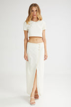 The Vanilla Drip Cropped Top Beige - Andreakou Concept Store