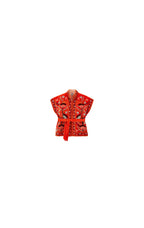 Red patterned jacket on a white background