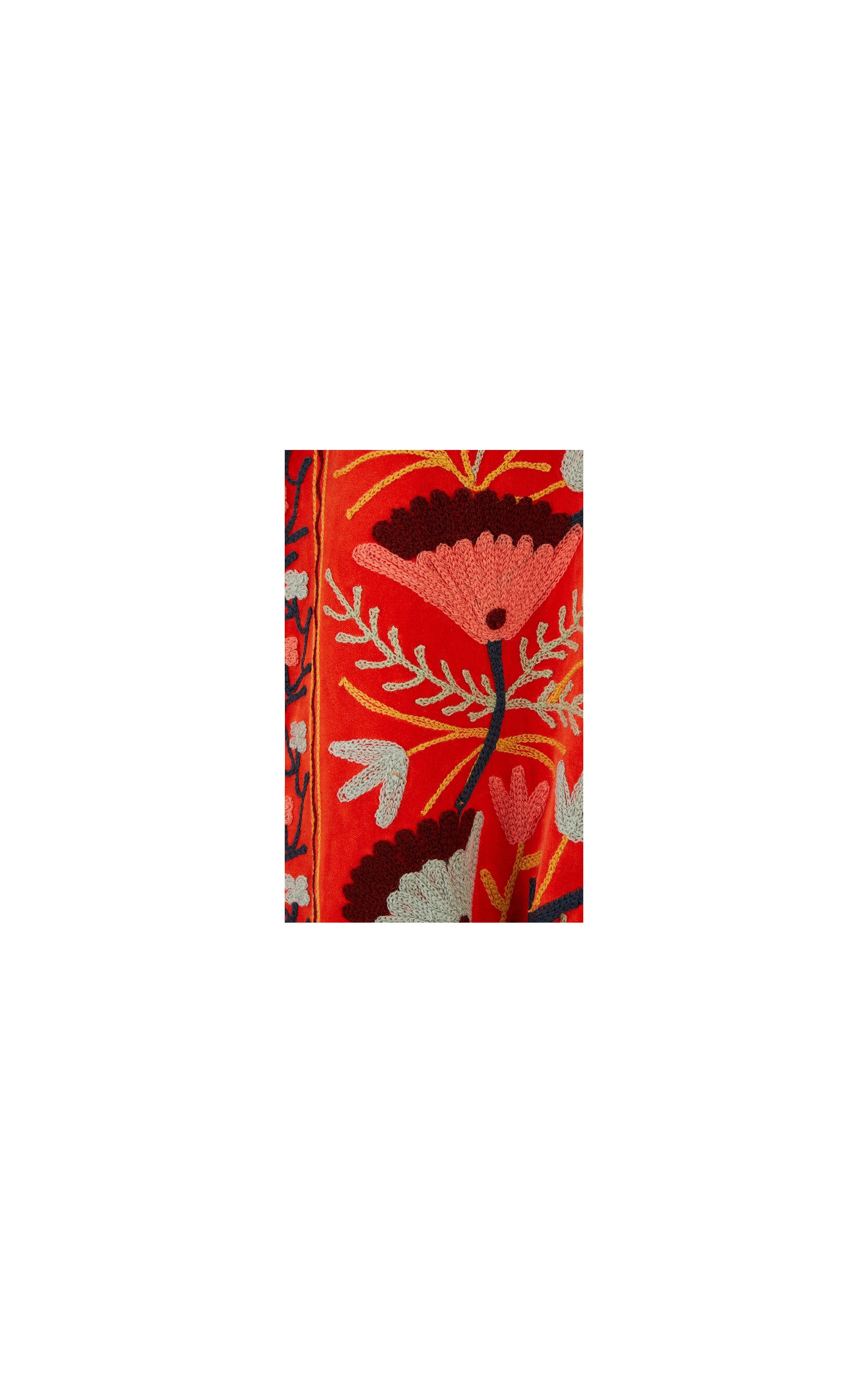 Floral patterned fabric swatch on a white background