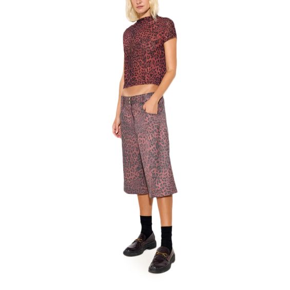 Denim Leopard High Waist Shorts Women - Andreakou Concept Store