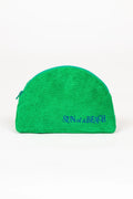 Green pouch with 'Sun of a Beach' text on a white background