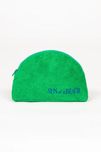 Green pouch with 'Sun of a Beach' text on a white background